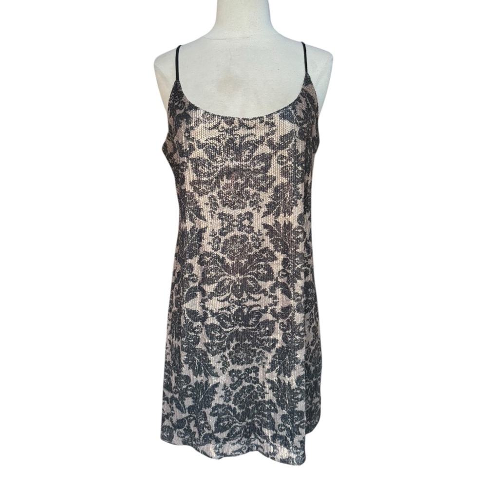 1990s/Y2K Eyeshadow Adjustable Spaghetti Strap Small Sequins Mini Slip Dress